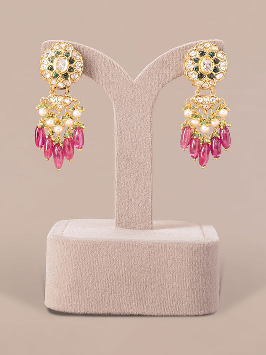 Noura Polki Long Earrings