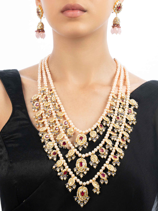 Rayana & Miraya Polki Long Necklace Set
