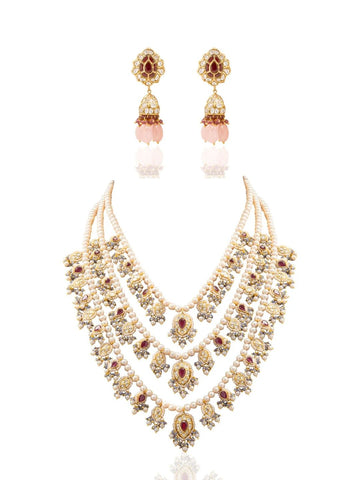 Rayana & Miraya Polki Long Necklace Set