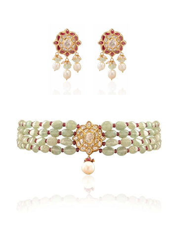 Kartika & Nidra Polki Bead Choker Set