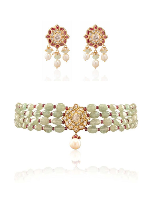 Kartika & Nidra Polki Bead Choker Set