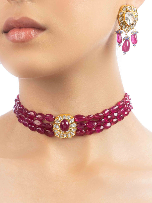 Neza & Vera  Polki Bead Choker Set