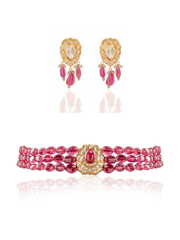 Neza & Vera  Polki Bead Choker Set