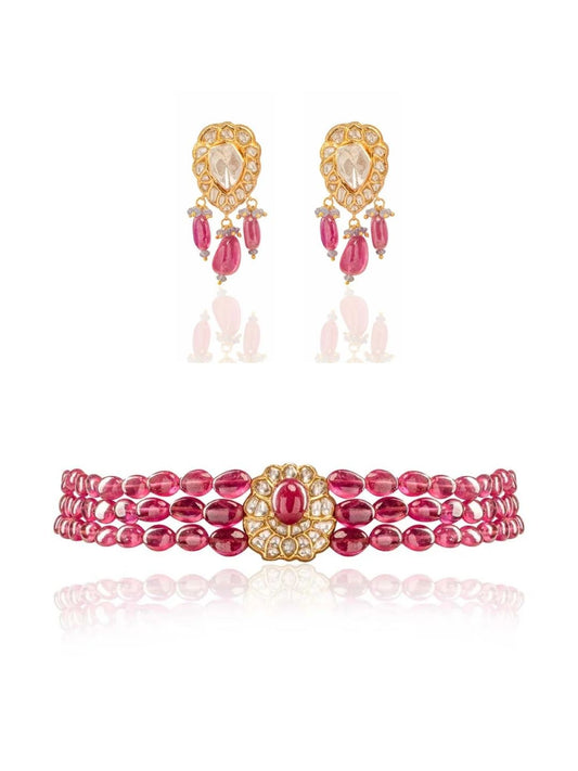 Neza & Vera  Polki Bead Choker Set
