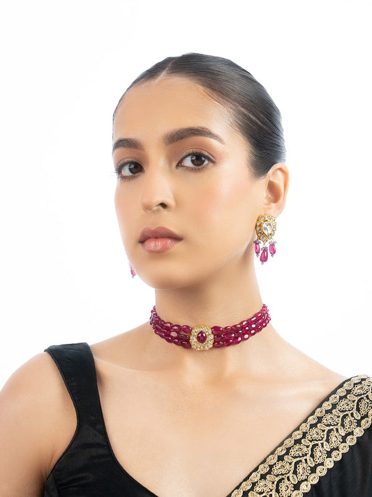 Neza & Vera  Polki Bead Choker Set