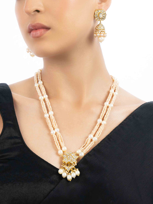 Iqra & Tamila Polki Bead Pendant Set
