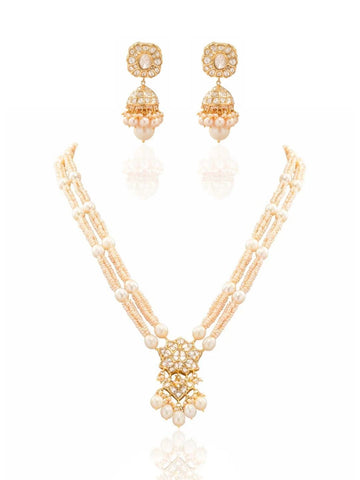 Iqra & Tamila Polki Bead Pendant Set