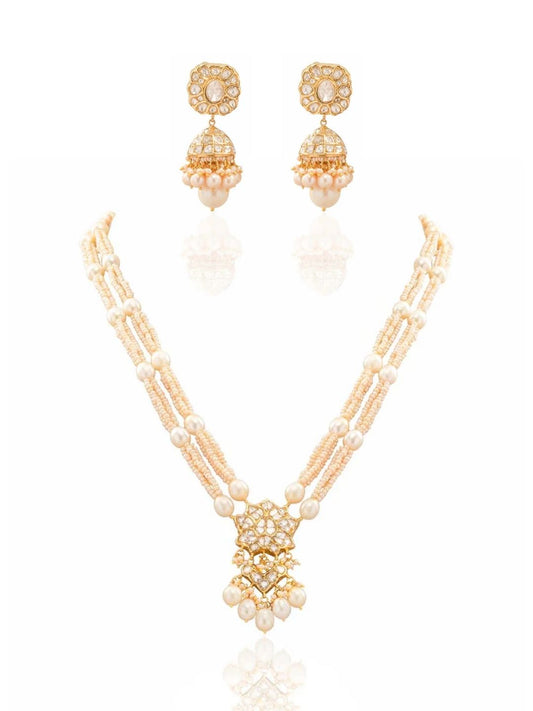 Iqra & Tamila Polki Bead Pendant Set