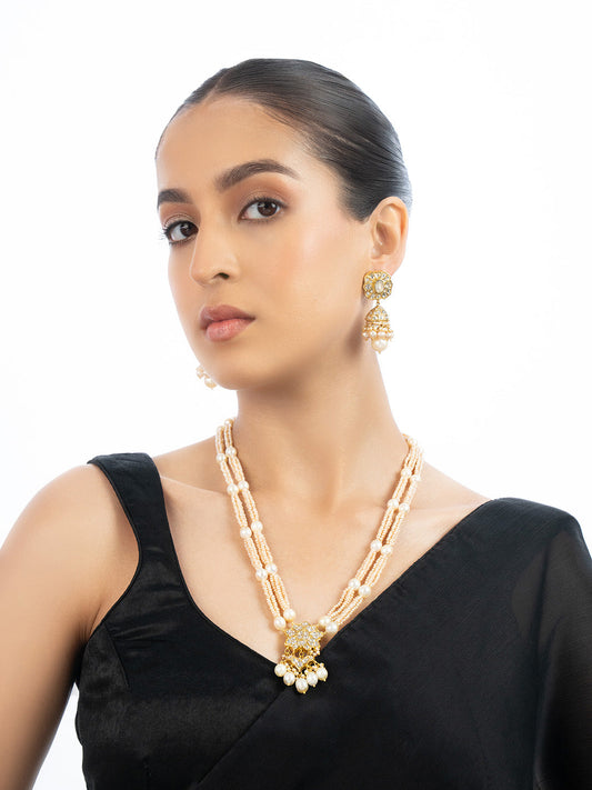 Iqra & Tamila Polki Bead Pendant Set