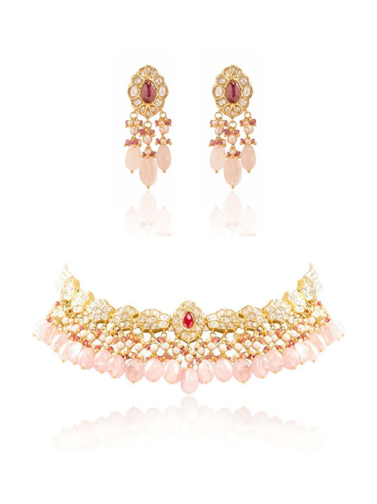 Jade  & Rhea Polki U Necklace Set