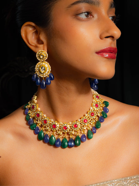 Celine & Sitara Polki U Necklace Set